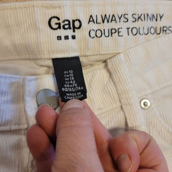 GAP Women’s Size 10 Always Skinny Corduroy Pants 5-Pocket Soft Stretch Fit - Picture 5 of 7